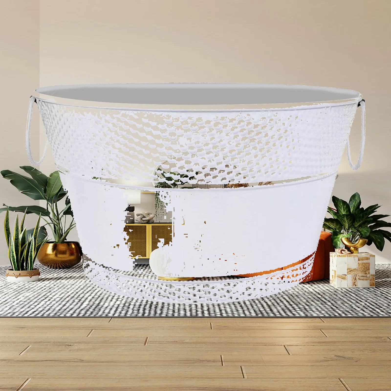 Ice Bucket Galvanized Iron Tub Lightweight Holder Organizer Portable Rustic Beverage Tub for Champagne Hotel Beer Party Bar