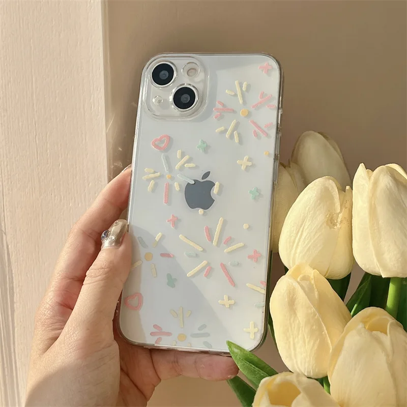 Beautiful Color Fireworks Clear Phone Case For Samsung S21 S10 S20 S22 FE S23 5G NOTE20 ULTRA 10 Plus Flower Soft Silicone Cover