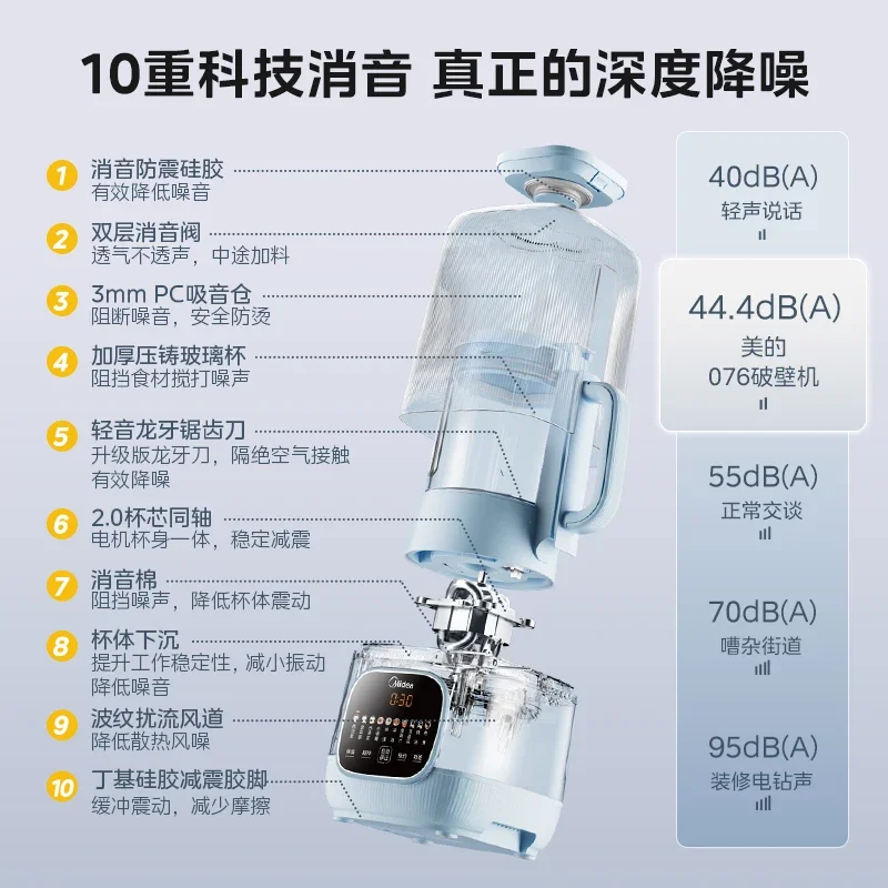 آلة كسر الجدار المنزلية ضوء الصوت عصارة متعددة الوظائف آلة طهي حليب الصويا الأوتوماتيكية الصغيرة