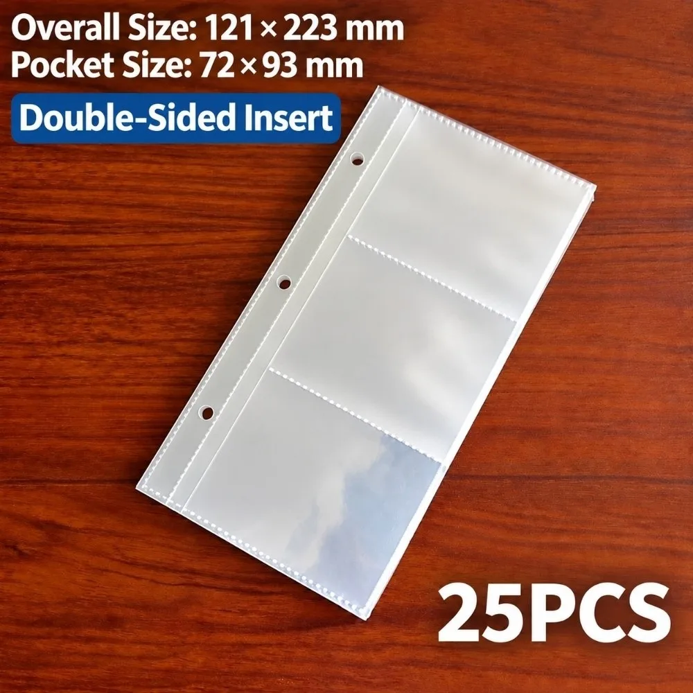 Reusable A6 Card Sleeves Double Sided Transparent Binder Insert 3 Holes Photo Pocket Photocard Storage