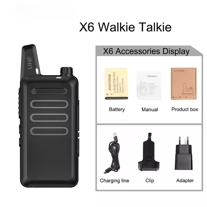 Walkie-talkie Restaurant Communication Radio Station ZASTONE X6 Mini Walkie Talkie UHF Two Way Radio 400-480MHZ Small Handheld