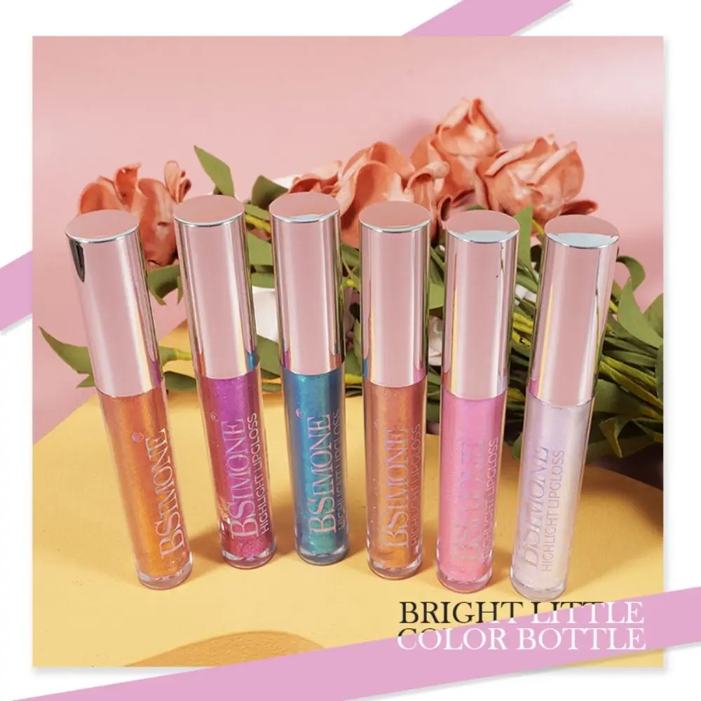 Fine Pearlescent Glitter Liquid Lipstick Shiny Non Sticky Cup Shimmer Lip Glaze 6 colori Waterproof Lip Gloss Tube Women