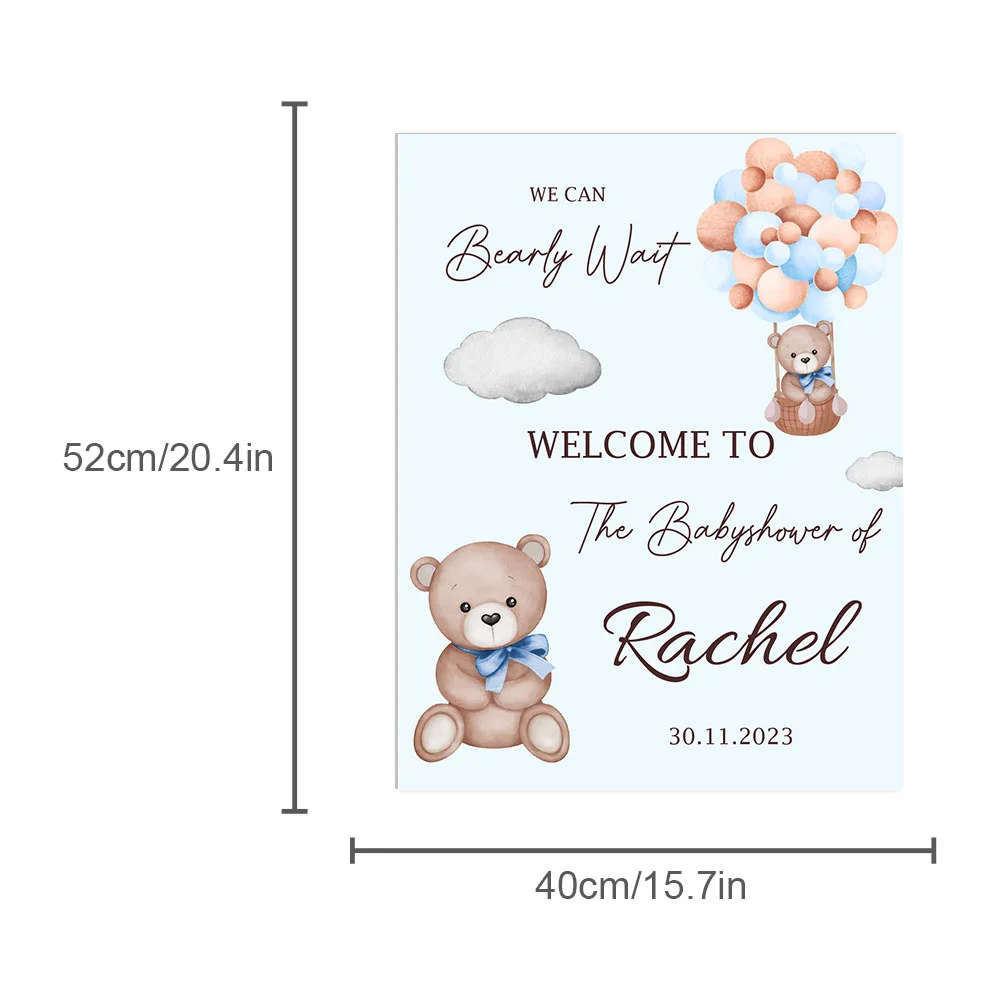 Personalized Welcome Baby Shower Sign Bear We Can Bearly Wait Customized KT Board for Baby Shower 1 Year Birthday Party Decor