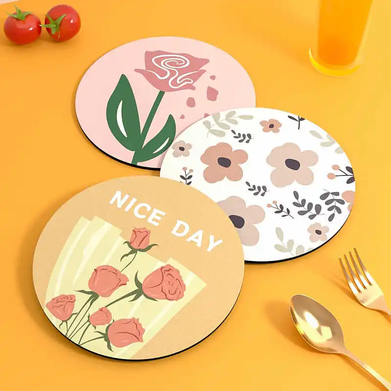 

Rubber Cloth Coasters Absorb Water and Slip Resistant Drink Cup Mats Reusable Table Protector Kitchen Items Accessories Decor