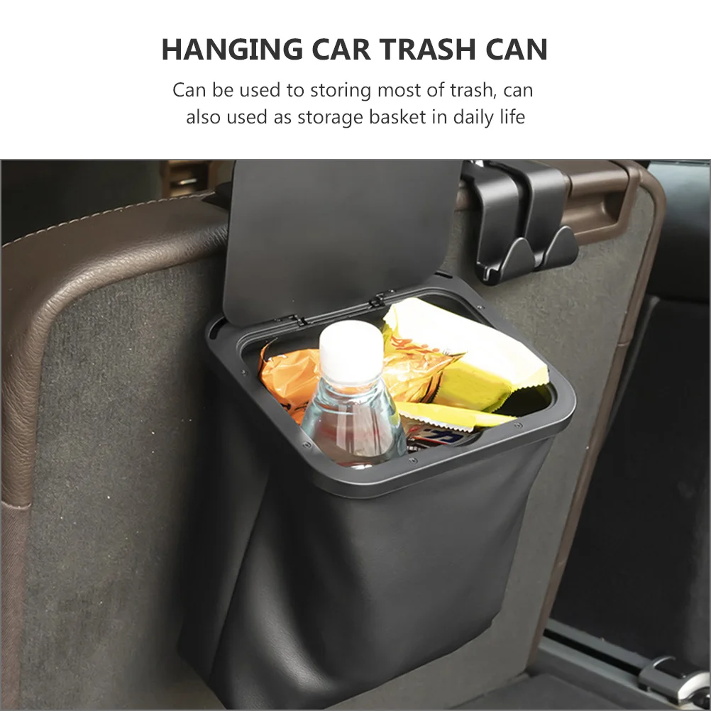 

1Set Car Trash Bin Hanging Headrest Folding Trash Can Portable Storage Basket Auto Garbage Can Folding Car Garbage Bin