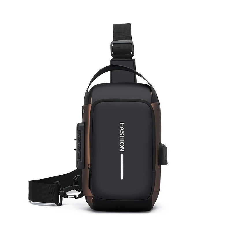Robuste Umhängetasche für Herren aus Oxford-Stoff – stilvolle Motorrad-Crossbody-Brusttasche mit Handytasche, Reißverschluss für den täglichen Weg zur Arbeit