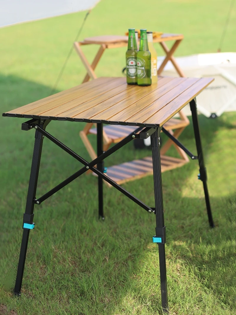 

Outdoor lift folding table, portable aluminum alloy egg roll table, camping picnic barbecue