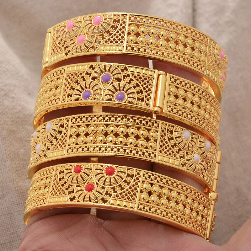 

Bangles Trendy Gold Color Bracelets For Women Men Girls Bride Ethiopian/India/Nigerian Jewerlry For Women/Girls