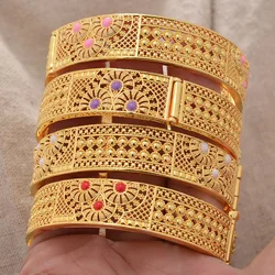 Bangles Trendy Gold Color Bracelets For Women Men Girls Bride Ethiopian/India/Nigerian Jewerlry For Women/Girls