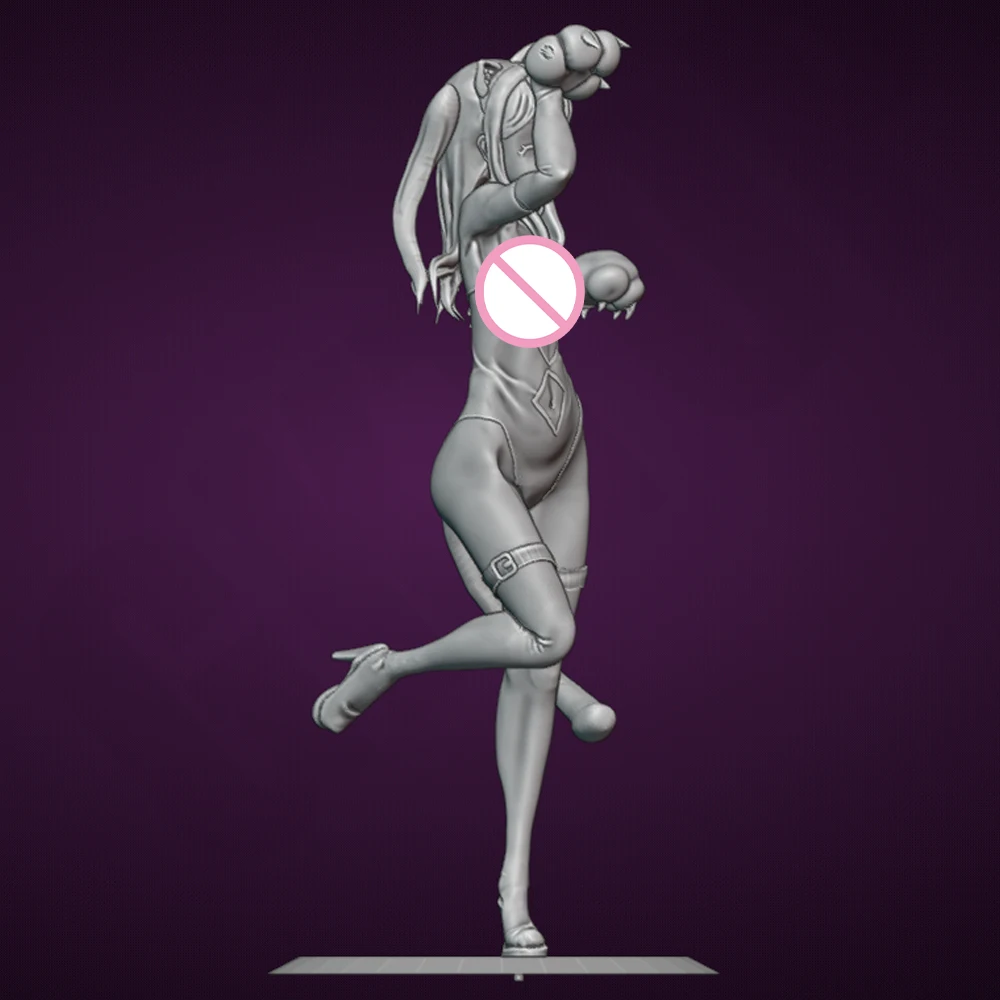 1/24 섹시한 애니메이션 고양이 소녀 수지 입상 장난감 도색되지 않은 GK 인형 조립되지 않은 3D 인쇄 조립 미니어처 감소 동상 장난감