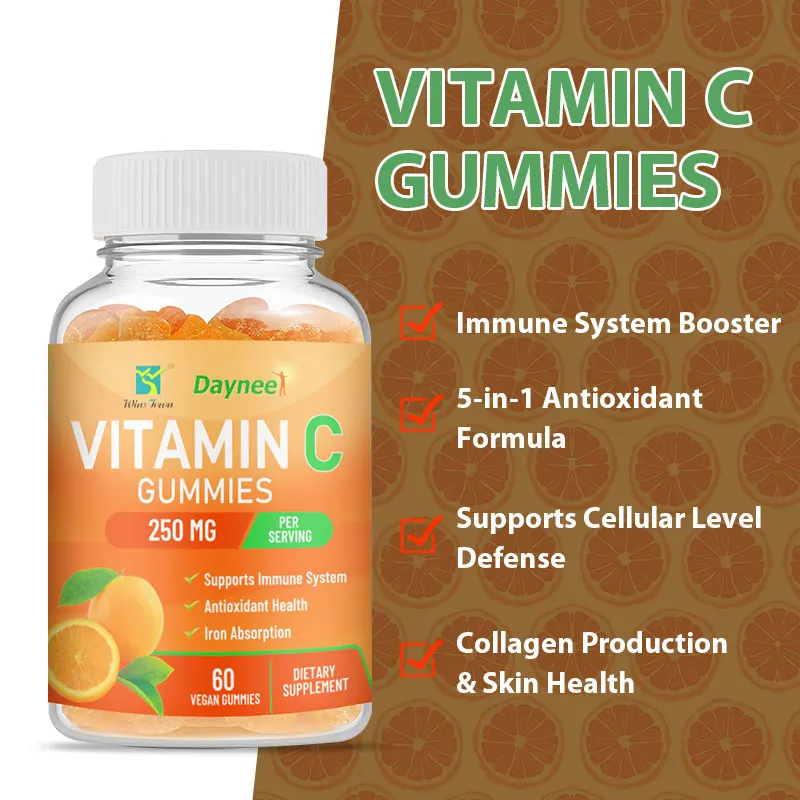 2023 New orange Vitamin C Gummy dietary supplement candy gummy candy Supplement  VC