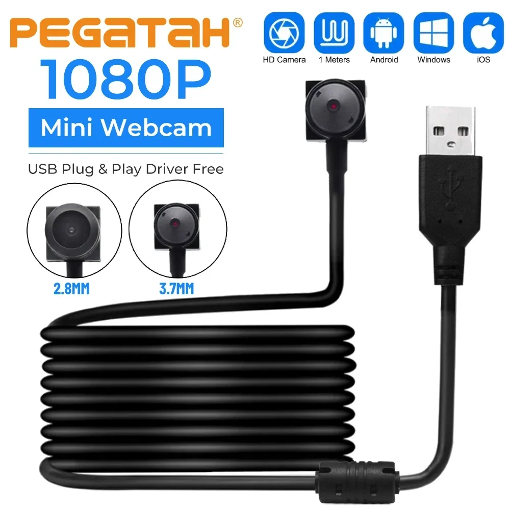 Cámara web Full HD 1080P, Mini cámara USB con lente de 2,8/3,6mm, Webcam para PC, Mini cámara CCTV para exteriores, videocámara de seguridad