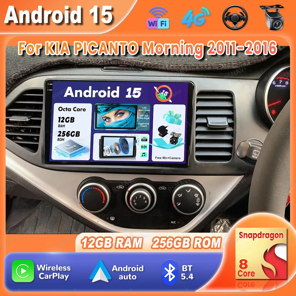 

Car Radio Android 15 For KIA PICANTO Morning 2011-2016 DVD Navigation Autoradio Head Unit Multimedia Stereo QLED BT GPS DSP AUTO