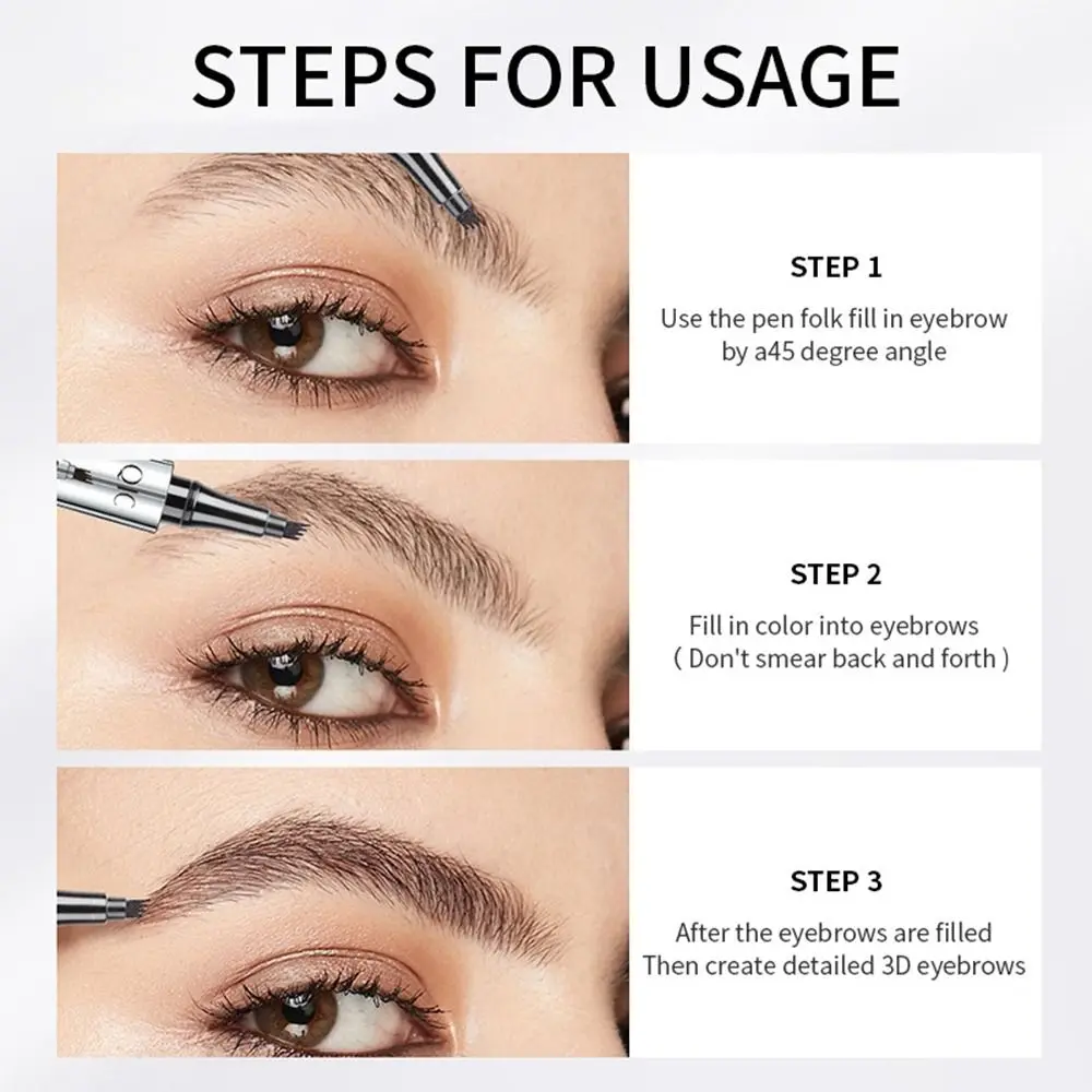 4 Points Eyebrow Pencil Four Claw Eyebrow Pen Waterproof Sweat-Proof Liquid Eyebrow Pen Non-smudge Gentle Strokes