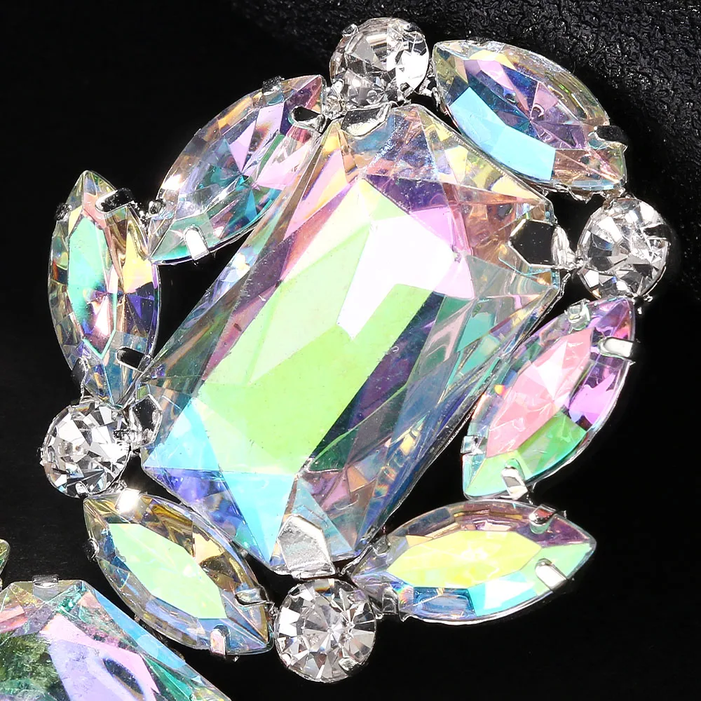 Stonefans Statement ab Crystal Large Earrings Exaggerated Jewelry Women Rhinestone Dangle Earrings African Accessories Gift