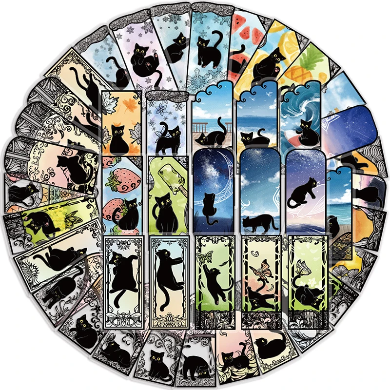50 قطعة القطط مضحك لطيف ملصقات شفافة القوطية الأسود القط ملصق الحيوانات الأليفة موضوع الشارات لأجهزة الكمبيوتر المحمول سجل القصاصات زجاجات مياه DIY بها بنفسك #1