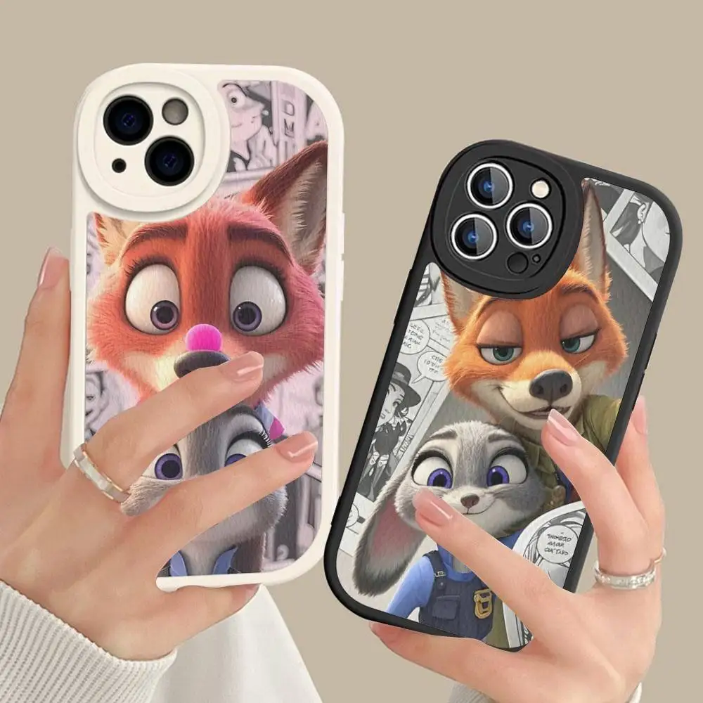 حافظة هاتف Zootopia Nick Judy من الجلد الصلب لهاتف iPhone 16 15 14 13 12 Mini 11 14 Pro Max Xs X Xr 7 8 Plus Fundas