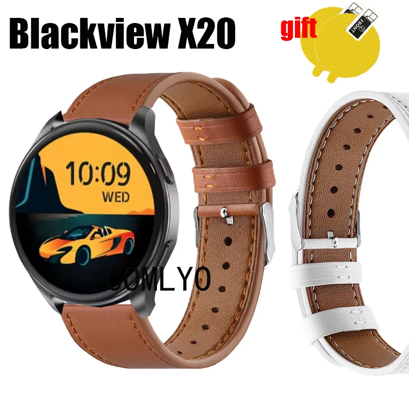 Per Blackview X20 cinturino in pelle morbida bracciale SMART WATCH donna uomo cinturino pellicola proteggi schermo