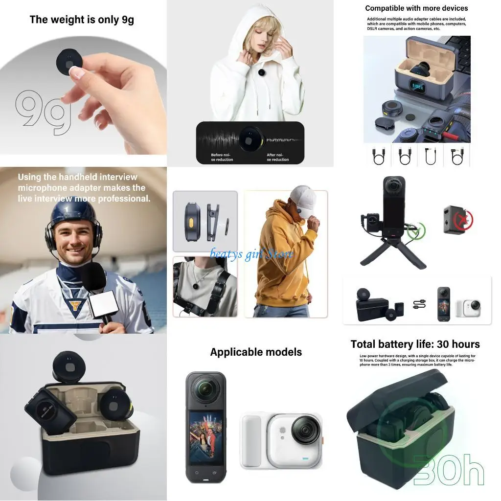 

C7AB Wireless Microphone Replacement For X5/GO Microphone Action Camera