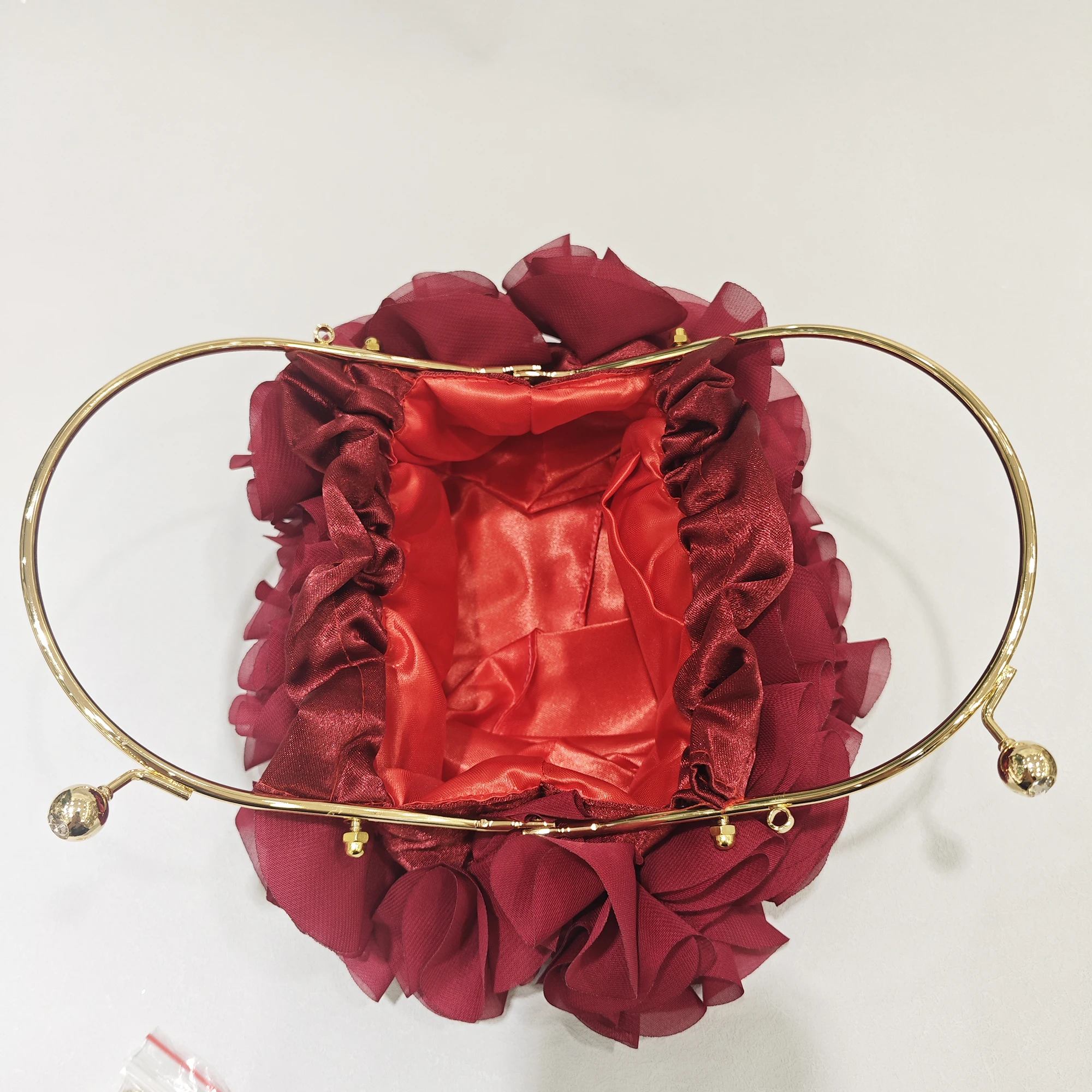 Red/White Bridal Flower Evening Clutch Bag Fashion Satin Floral Wedding Party Purses Small Shoulder Handbags Designer Women Bags