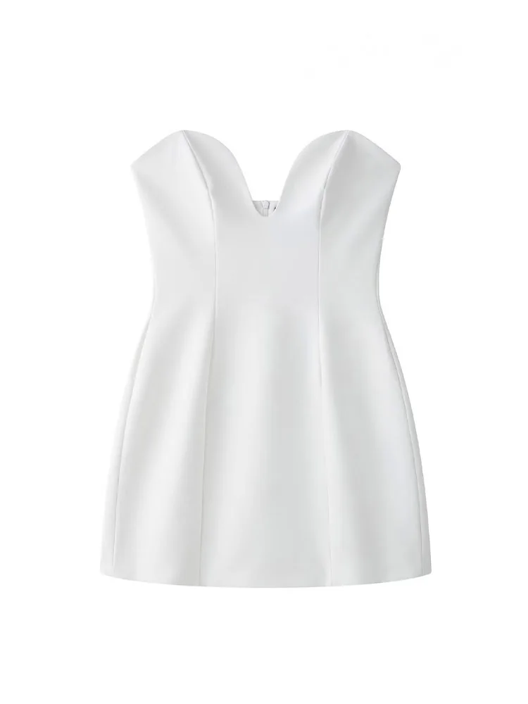 HH Vrouwen V-hals Mini Jurk Zomer Mode Terug Rits Casual Solid Party Sexy Mouwloze Backless Jurk 2025, Vrouwelijke