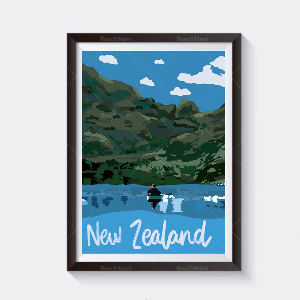 Pósteres decorativos de viajes a Estocolmo, Suecia, Nueva Zelanda, Mykonos, Tennessee, Estados Unidos, Italia, Túnez, África del Norte, Antigua, Caribe.