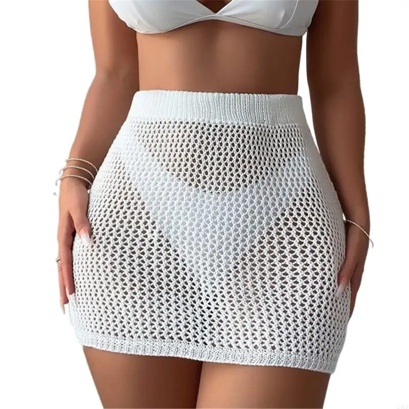 

340F Beach Skirt for Women, Sexy Crochet Coverup Swimsuit Wrap Skirt