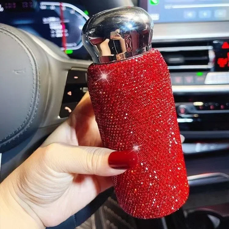 Women Portable Vacuum Cup Stainless Steel Creative Rhinestone Thermos For Girls Sparkling Luxurious 220ML Insulated Water Bottle