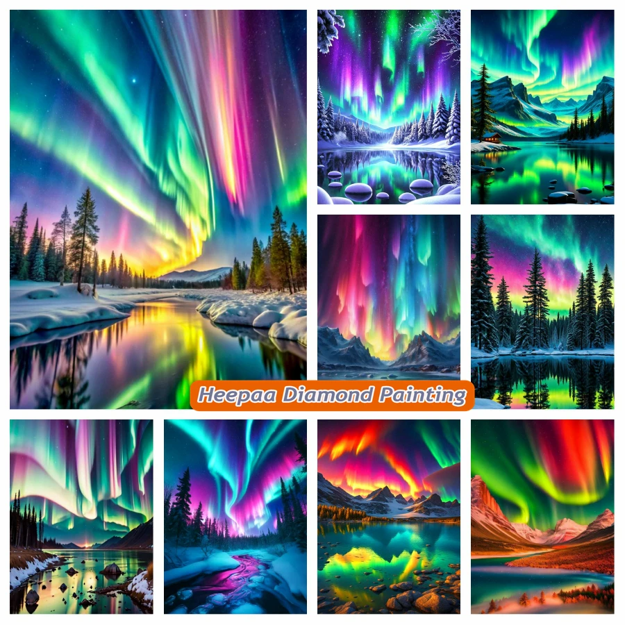 Schöne Nordlichter Landschaft 5d Diy Diamant Malerei Kunst Aurora Borealis Leuchtende Landschaft Mosaik Kreuz Stich Wohnkultur