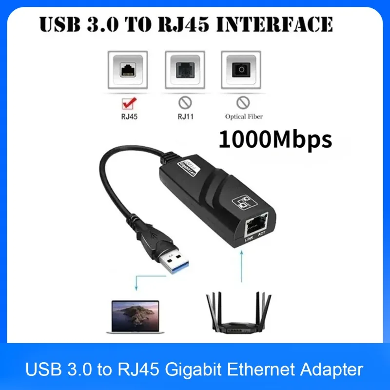 1000Mbps Network Card Lan Adapter, Plug and Play USB 3.0 to RJ45 Gigabit Ethernet Adapter,Driver Free for Windows Mac Laptop