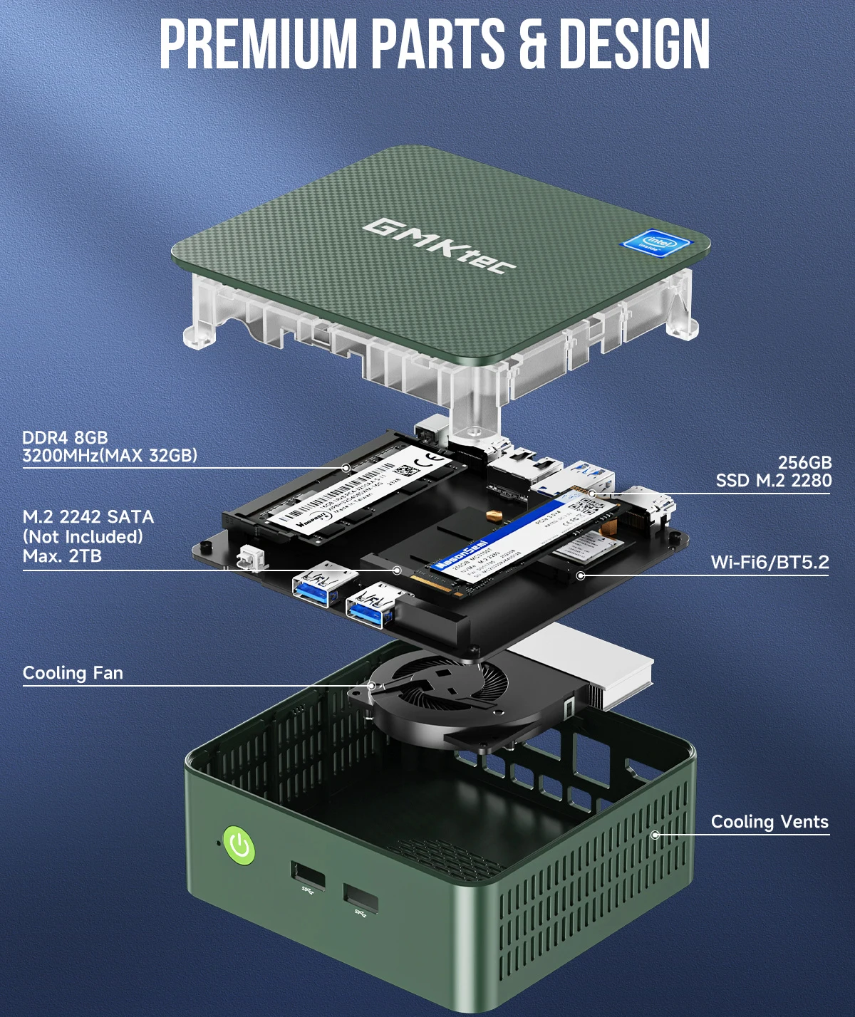 GMKtec G3 Plus Mini PC Intel N150 16GB DDR4 512GB NVMe SSD WiFi 6 BT5.2 Windows 11 Pro Dual HDMI 4K HTPC Computer da gioco per ufficio