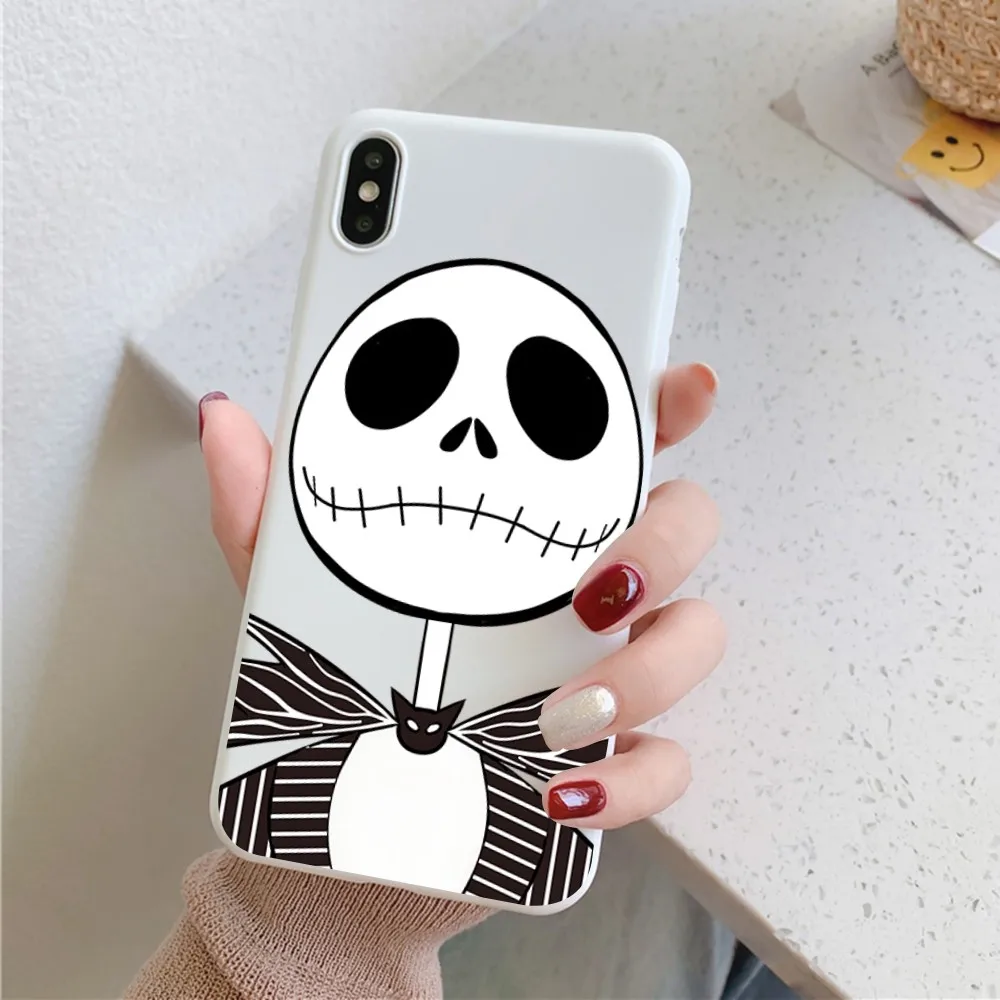 Disney Jack Skellington Phone Case for iPhone 14 11 12 13 Mini Pro Xs Max 8 7 6 6S Plus X XR Solid Candy Color Case