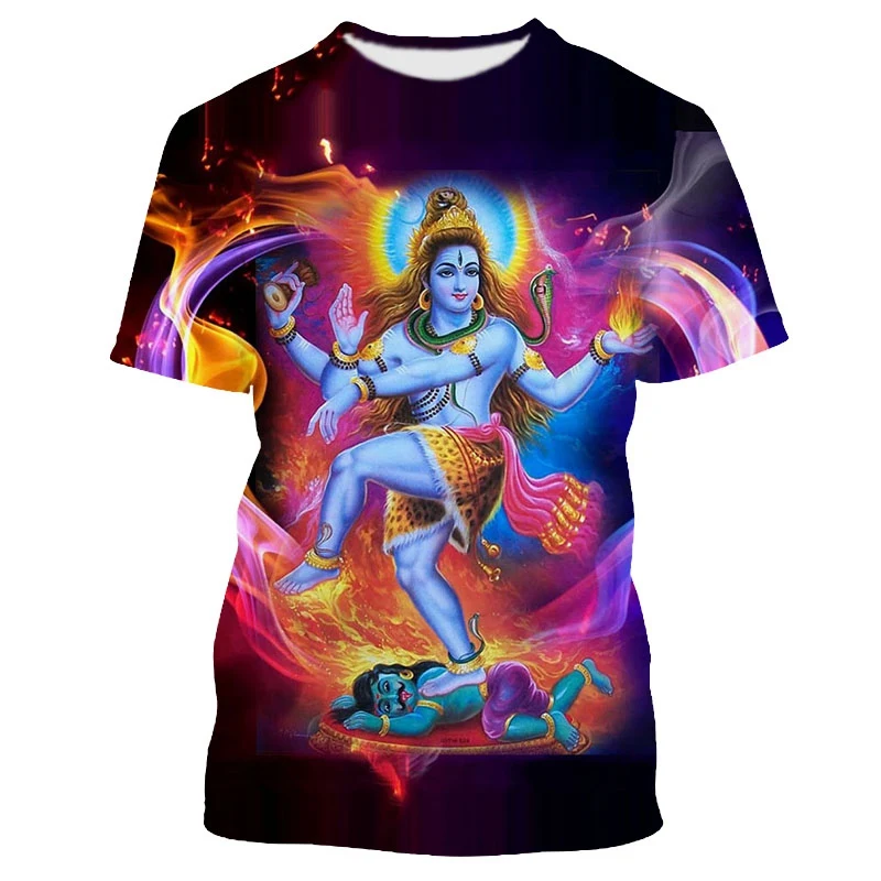 Jumeast 3D Hindu Destruction God Shiva Printed Ganesha Men T Shirts  Plus Size Baggy Casual T-shirts Streetwear Vintage T-shirty