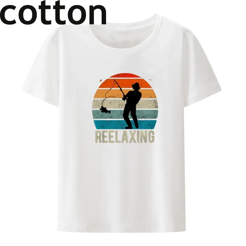 Funny Reel Fishing Gift Reelaxing T-Shirt Cool Print Leisure Hipster Men's Clothing Camisetas Streetwear Camiseta Hombre Style