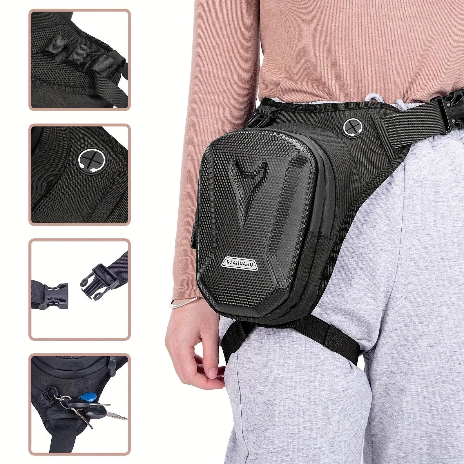 Motorcycle Leg Bag Riding Bag Motorcycle Messenger Bag Men's Waist Bag Delivery Messenger Backpack Waterproof Lightweight Pockets