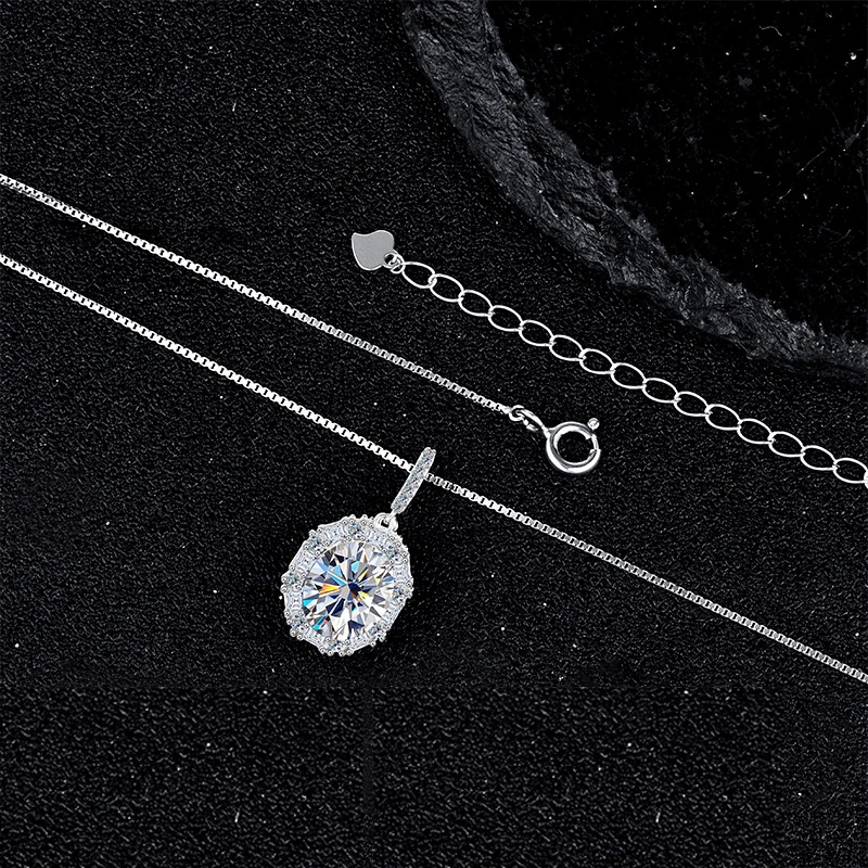 قلادة مويسانيتي مستديرة إكسسوارات بسيطة شخصية للنساء موضة S925 قلادة من الفضة الاسترليني