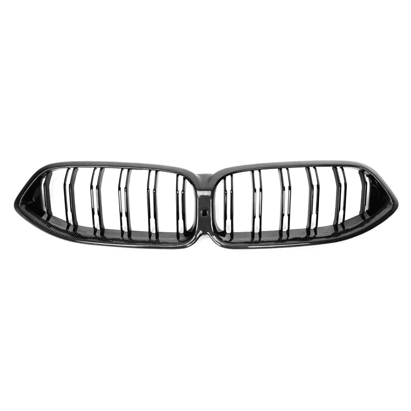 Real Carbon Fiber Front Bumper Grill for BMW 8 Series G14 G15 G16 2021-2022 Gloss Black Double Slats Car Grille 2