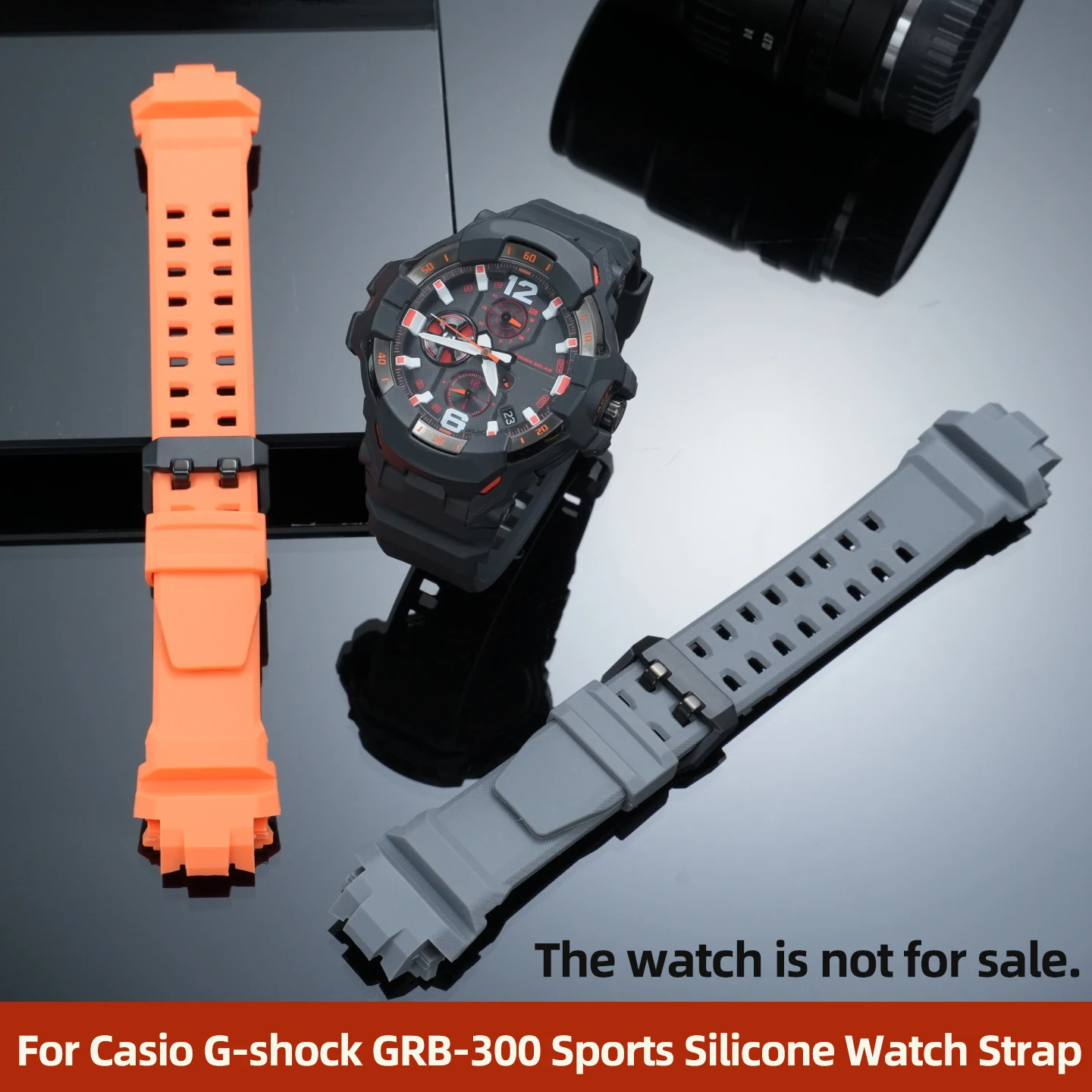 Сменный силиконовый ремешок для часов Casio G-Shock GR-B300 Gravitymaster 3rd, GRB300, для активного отдыха, мужской, черно-оранжевый