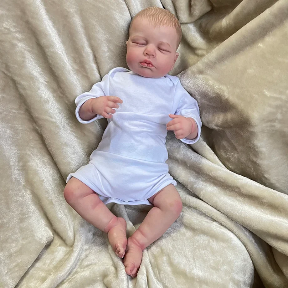 

49 Already Finished Bebe Reborn Doll Newborn Sleeping Baby Loulou Lifelike Soft Touch Doll Hand Painted Hair Visible Venis