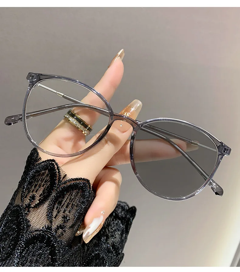 Runde photochrome Blaulichtfilter-Myopiebrille, lichtempfindlich, TR-Metallrahmen für Männer und Frauen, 0 bis -400 Dioptrien, für Zuhause und Büro – Detail 10