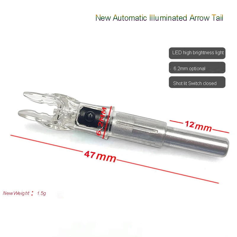 6-PCS Led Lighted Nocks for Arrows with .244/6.2mm ID Arrow Tail Automatic Lighting Universal Recurve Compound Bow Arrow Nock