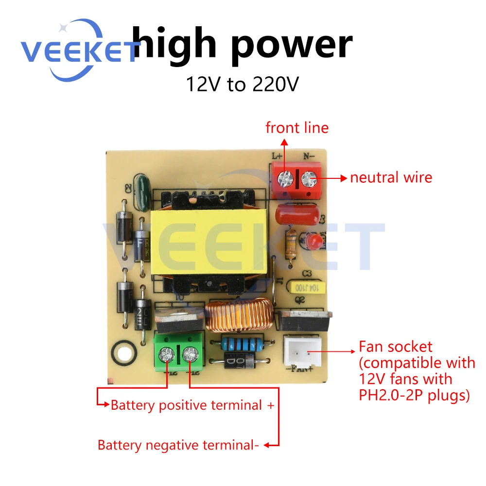 

DC 12-16.8V to 220V DC-AC Boost Inverter Module Dual Channel Inverse Converter Booster Module Power Regulator 50-100W