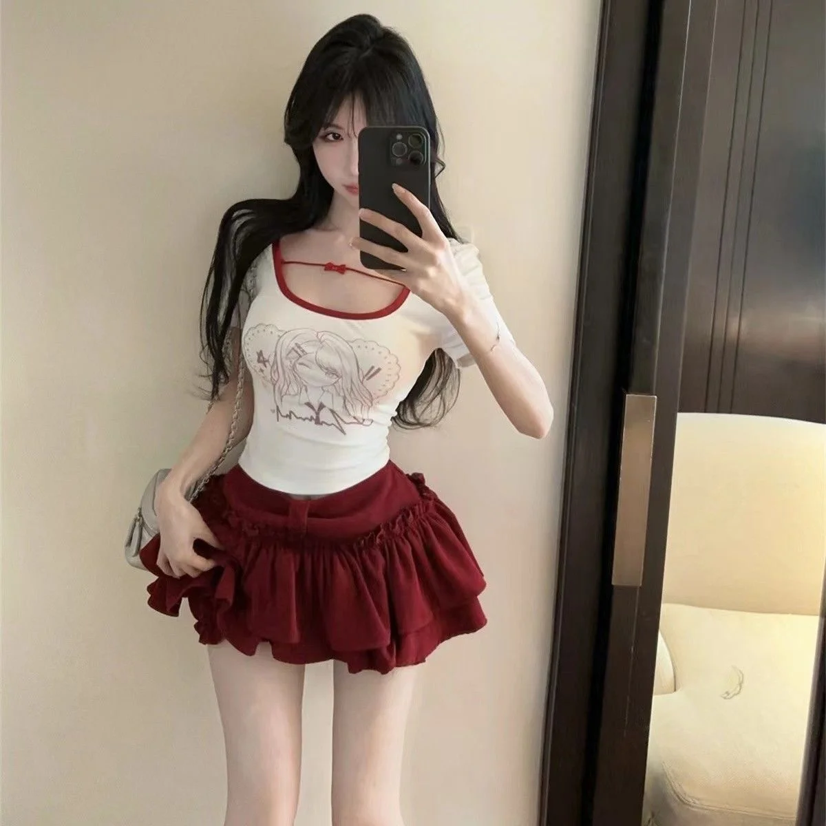 Ballet Style Puffy Half Skirt Women's New Pure Desirable Spicy Short A-Line  Skirt Cotton Polyester Fabric Girl's Summer