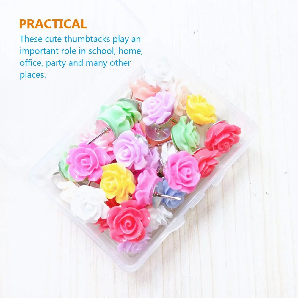 60 قطعة دبابيس ضغط مزخرفة من الراتنج على شكل زهرة للوحة الإعلانات لوحات الفلين خريطة صور جدار مكتب لوازم الحفلات المدرسية #6