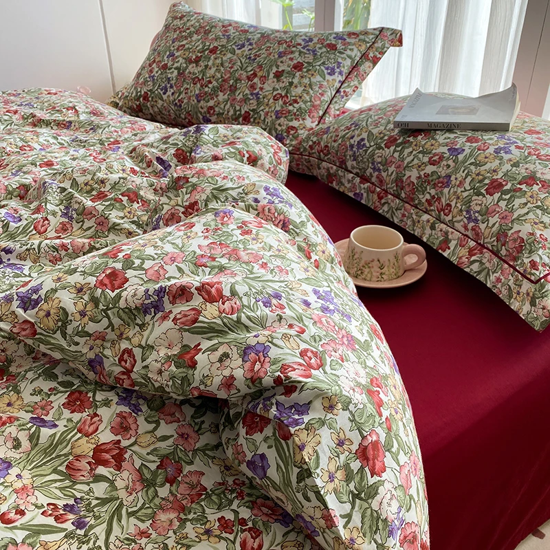 Victorian Age Botanical 200TC Organic Cotton Retro Australian Single Double King Duvet Cover Set