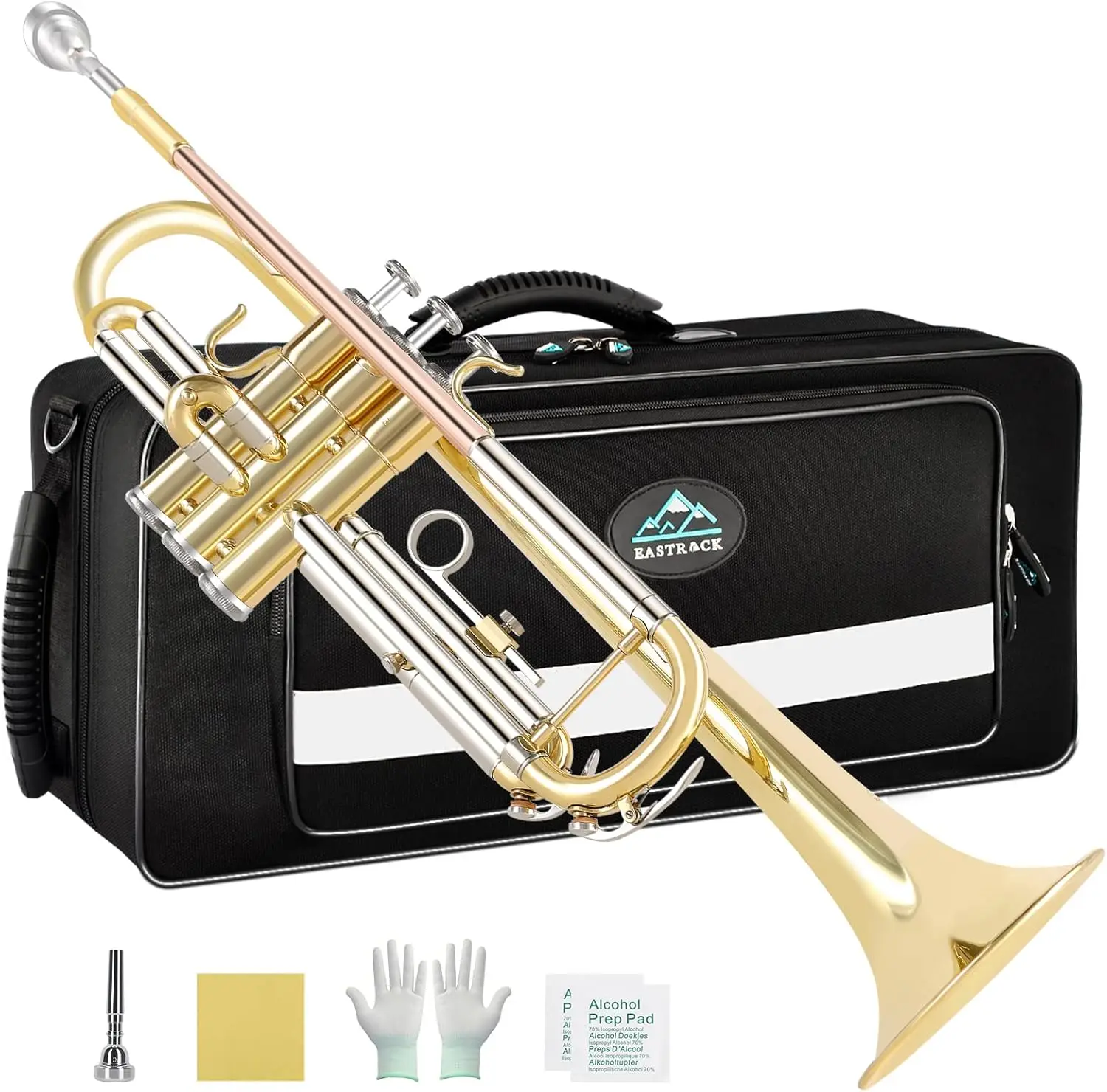 Bb Trumpet Standard Trumpet Set with Carrying Case,Gloves, 7C Mouthpiece, Cleaning Kit, Tuning Rod (Phosphor Copper/Cup