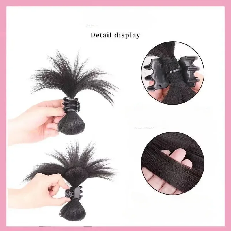 Korean Fashion Women Hair Claw Lazy Feather Ponytail Claw Meatball Head Crab Clip Fake Hair Clamp High Ponytail Hair Accessories