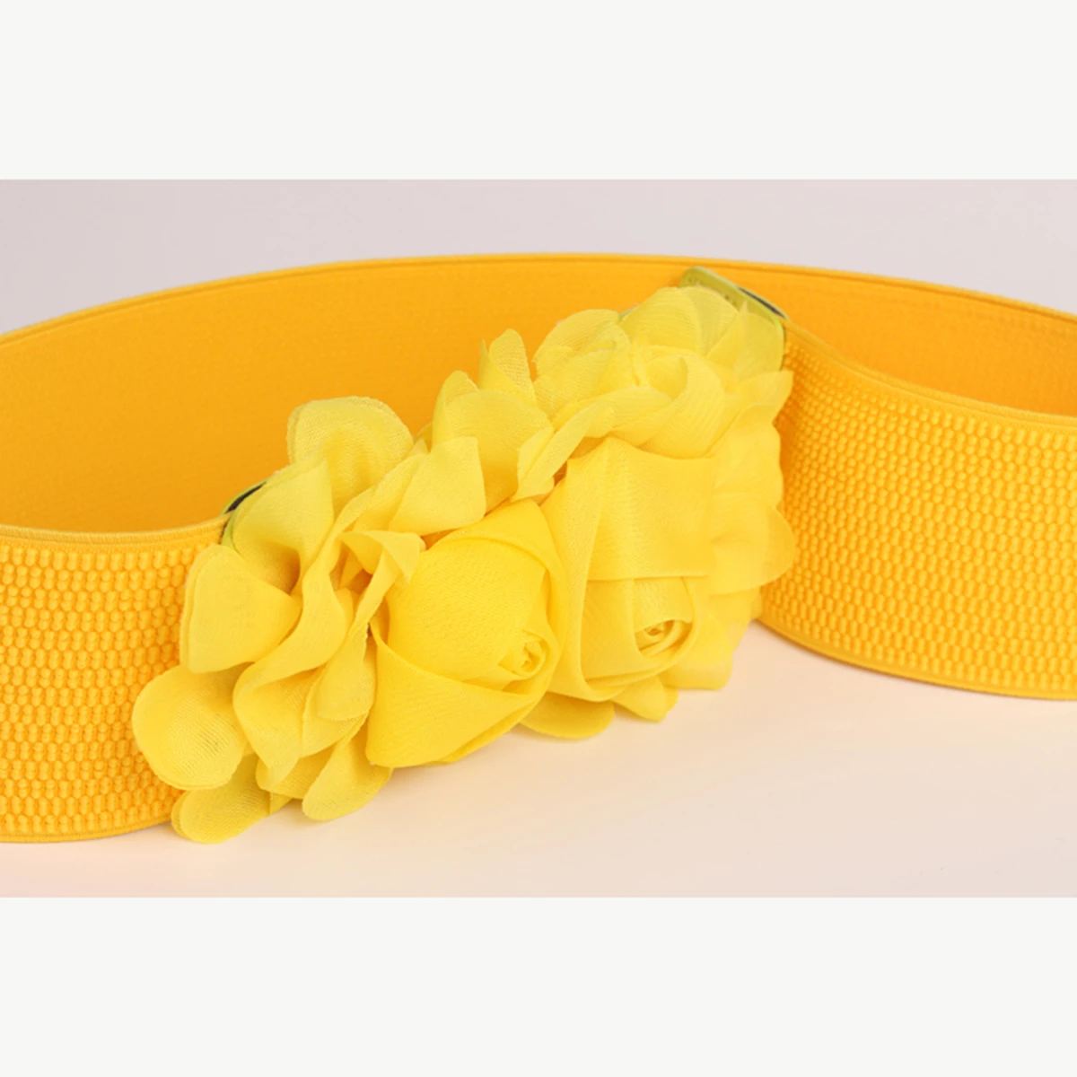

Women Waistband Flower Buckle Dress Waist Belt For Elastic Waistband Skirt Belt Yellow