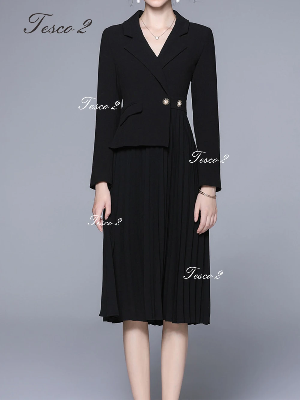 

Formal Women Dress Irregular Knee Length Pleated Dress Office Business Lady's Dress For Summer Formal Party