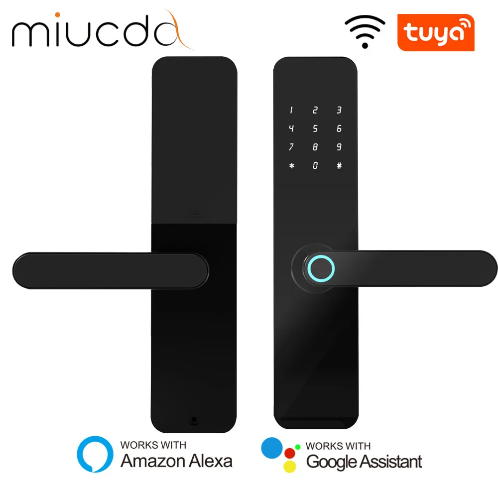 

MIUCDA Tuya Wifi Smart Door Lock Biometric Fingerprint Lock IC Card/Password/Key Unlock/USB Emergency Charge Support 9 Language